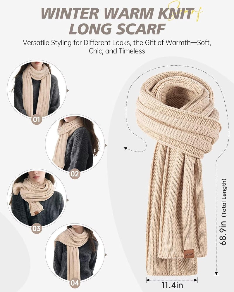 APEVAN Winter Hat Gloves Scarf Earmuffs Set for Women, Fleece Lined Beanie Long Scarf Touchscreen Gloves Ear Warmer, 4 in 1 Gift Set - Image 5